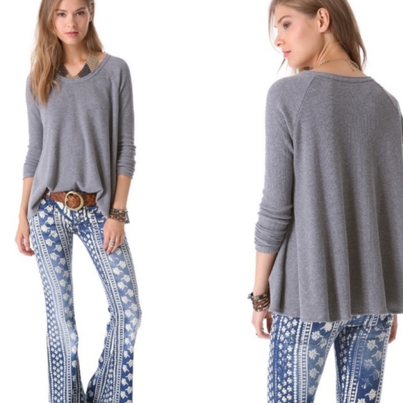 Free People Tops - Free People Rockabilly Swing Gray Thermal top XS
